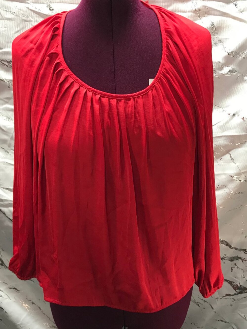A New Day Women's Gathered Scoopneck Long Sleeve Tunic Blouse